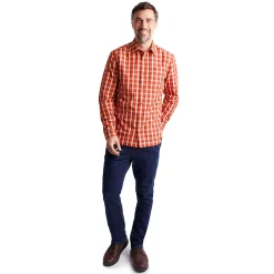 Men'S Coast Long Sleeve Shirt Solar Orange/Auburn Check