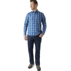 Men'S Coast Long Sleeve Shirt Island Blue Check