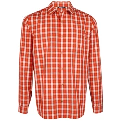 Men'S Coast Long Sleeve Shirt Solar Orange/Auburn Check