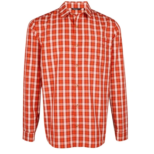 Men'S Coast Long Sleeve Shirt Solar Orange/Auburn Check