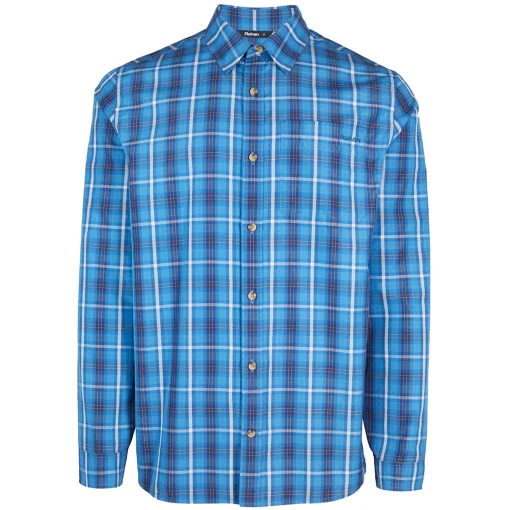 Men'S Coast Long Sleeve Shirt Island Blue Check