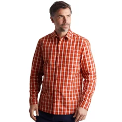 Men'S Coast Long Sleeve Shirt Solar Orange/Auburn Check