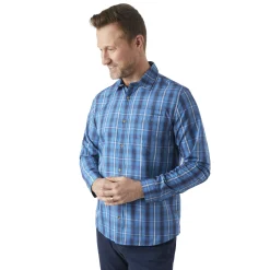 Men'S Coast Long Sleeve Shirt Island Blue Check