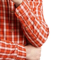 Men'S Coast Long Sleeve Shirt Solar Orange/Auburn Check