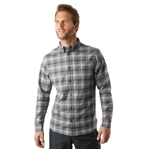 Men'S Dover Long Sleeve Shirt Grey Rock Check