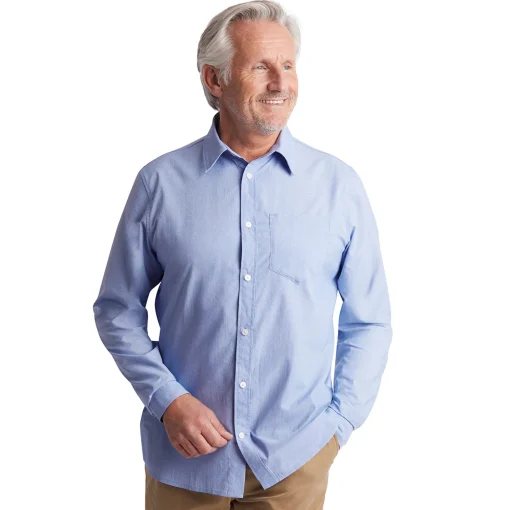 Men'S Finchley Long Sleeve Shirt Ridge Blue Oxford