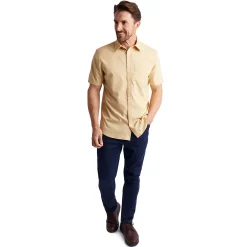 Men'S Finchley Short Sleeve Shirt Iris Yellow Oxford
