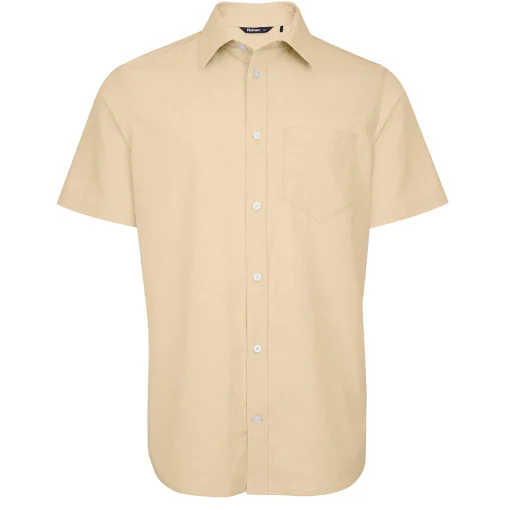 Men'S Finchley Short Sleeve Shirt Iris Yellow Oxford