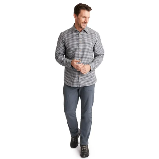 Men'S Firth Long Sleeve Shirt Marine Blue Gingham