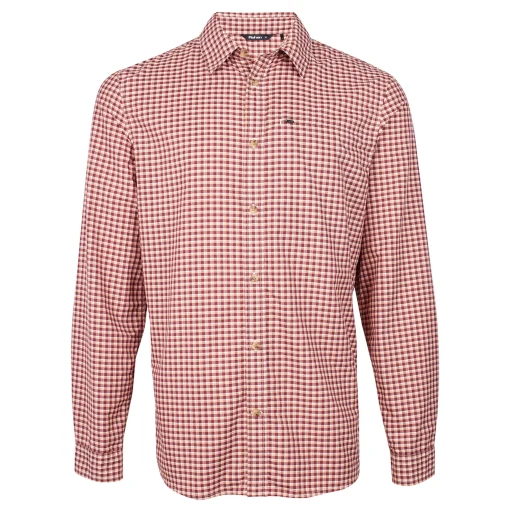 Men'S Firth Long Sleeve Shirt Chestnut Red Gingham