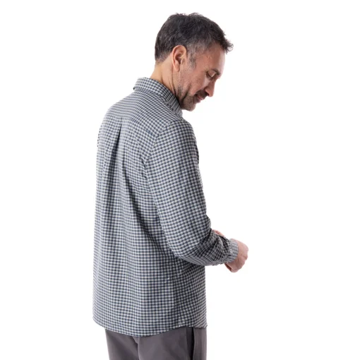 Men'S Firth Long Sleeve Shirt Marine Blue Gingham