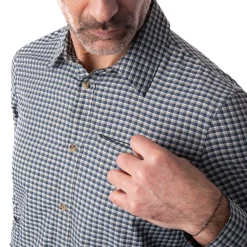 Men'S Firth Long Sleeve Shirt Marine Blue Gingham