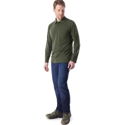Men'S Global Long Sleeve Polo Conifer Green