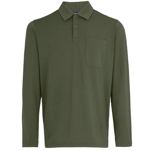Men'S Global Long Sleeve Polo Conifer Green
