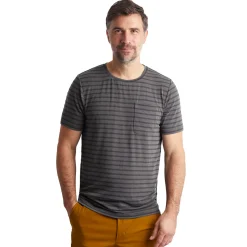 Men'S Harbour Short Sleeve T-Shirt Stormy Grey Marl Stripe