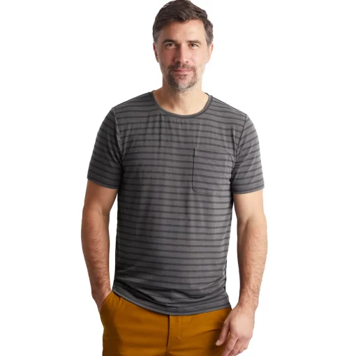Men'S Harbour Short Sleeve T-Shirt Stormy Grey Marl Stripe