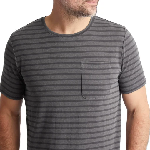 Men'S Harbour Short Sleeve T-Shirt Stormy Grey Marl Stripe