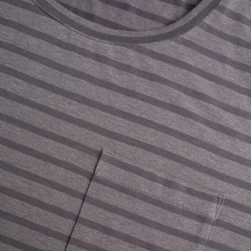 Men'S Harbour Short Sleeve T-Shirt Stormy Grey Marl Stripe