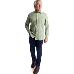 Men'S Isle Long Sleeve Shirt Alpine Green Gingham