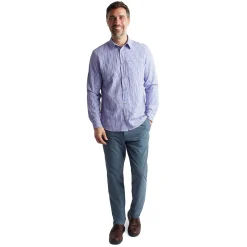 Men'S Isle Long Sleeve Shirt Eclipse Blue Gingham