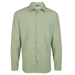 Men'S Isle Long Sleeve Shirt Alpine Green Gingham