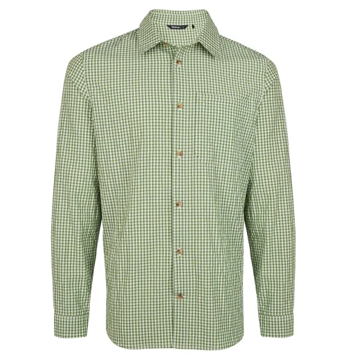 Men'S Isle Long Sleeve Shirt Alpine Green Gingham