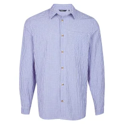 Men'S Isle Long Sleeve Shirt Eclipse Blue Gingham