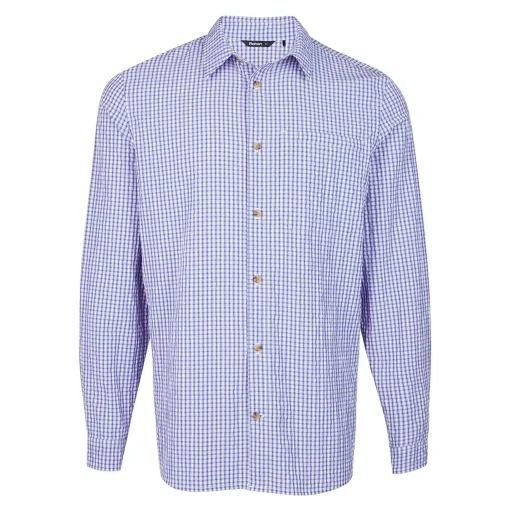 Men'S Isle Long Sleeve Shirt Eclipse Blue Gingham