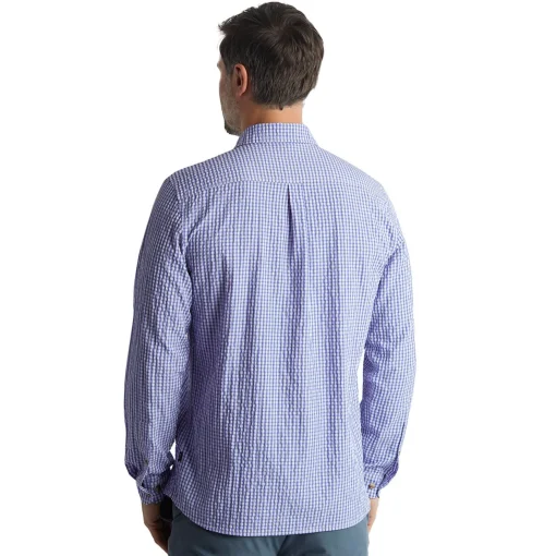 Men'S Isle Long Sleeve Shirt Eclipse Blue Gingham