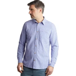 Men'S Isle Long Sleeve Shirt Eclipse Blue Gingham