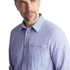 Men'S Isle Long Sleeve Shirt Eclipse Blue Gingham
