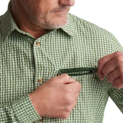 Men'S Isle Long Sleeve Shirt Alpine Green Gingham