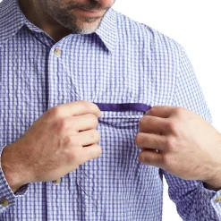 Men'S Isle Long Sleeve Shirt Eclipse Blue Gingham