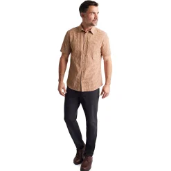 Men'S Isle Short Sleeve Shirt Sunset Orange Gingham