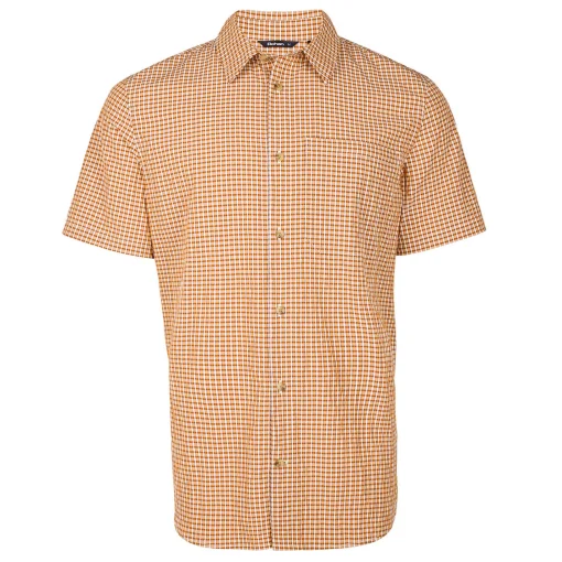 Men'S Isle Short Sleeve Shirt Sunset Orange Gingham