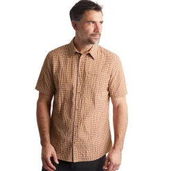 Men'S Isle Short Sleeve Shirt Sunset Orange Gingham