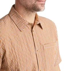 Men'S Isle Short Sleeve Shirt Sunset Orange Gingham