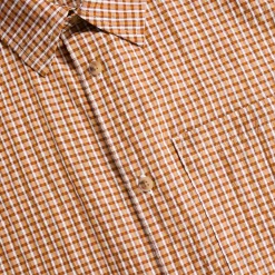 Men'S Isle Short Sleeve Shirt Sunset Orange Gingham