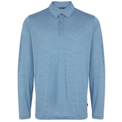 Men'S Merino Cool Long Sleeve Polo Shadow Blue Marl
