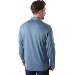 Men'S Merino Cool Long Sleeve Polo Shadow Blue Marl