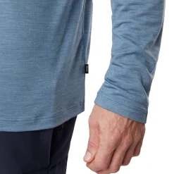 Men'S Merino Cool Long Sleeve Polo Shadow Blue Marl