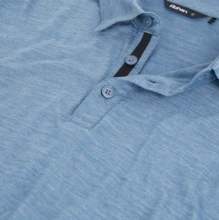 Men'S Merino Cool Long Sleeve Polo Shadow Blue Marl