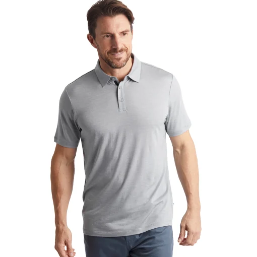 Men'S Merino Cool Short Sleeve Polo Haze Grey Marl