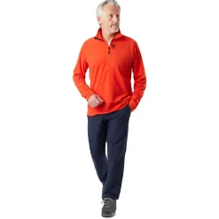 Men'S Microgrid Zip Neck Top Solar Orange