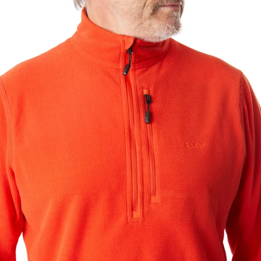 Men'S Microgrid Zip Neck Top Solar Orange