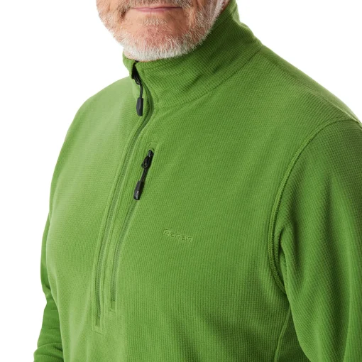 Men'S Microgrid Zip Neck Top Alpine Green