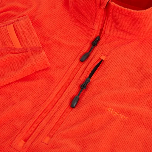 Men'S Microgrid Zip Neck Top Solar Orange