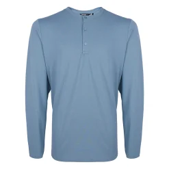 Men'S Newlyn Henley Long Sleeve Top Cliff Blue