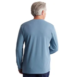 Men'S Newlyn Henley Long Sleeve Top Cliff Blue