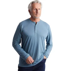 Men'S Newlyn Henley Long Sleeve Top Cliff Blue